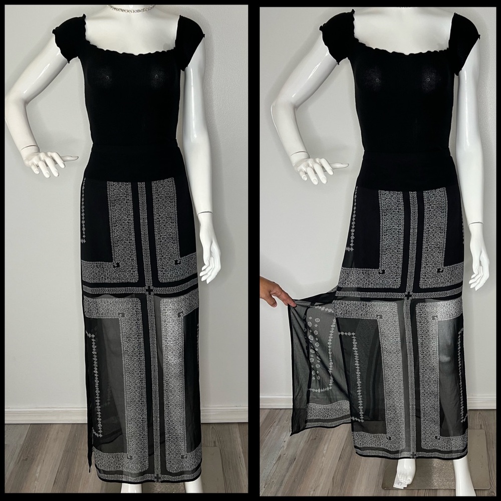 MADEWELL Cross Print Overlay long Skirt